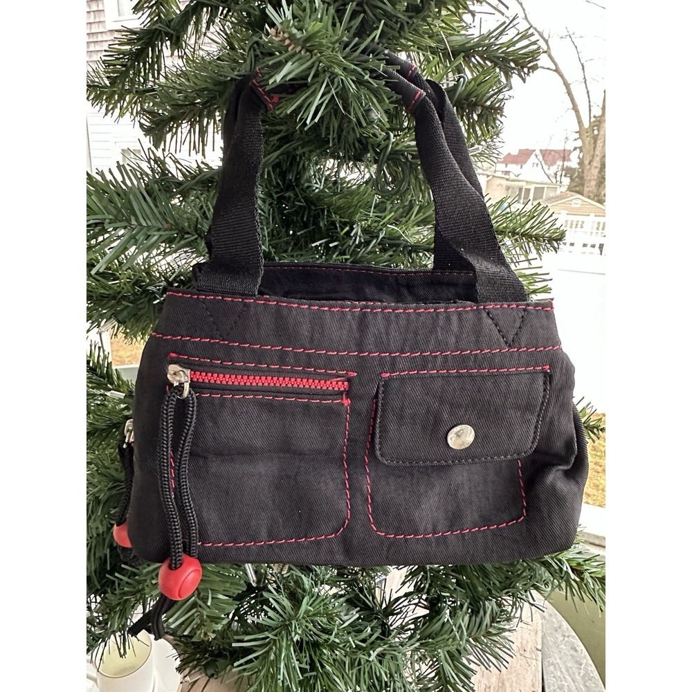 Vintage‎ Nine West Y2K Black Red Handbag Small Purse Zip